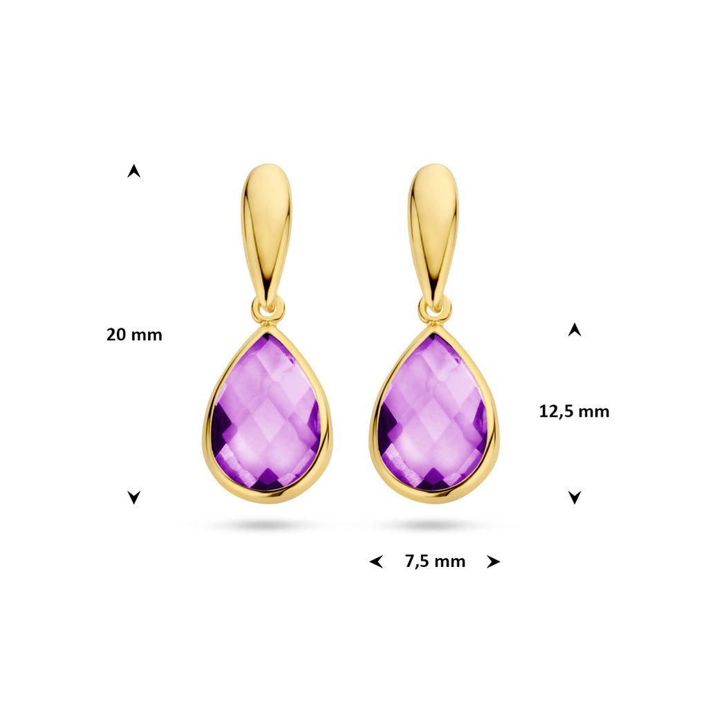 Ohrhänger Amethyst 20 mm 14K Gelbgold