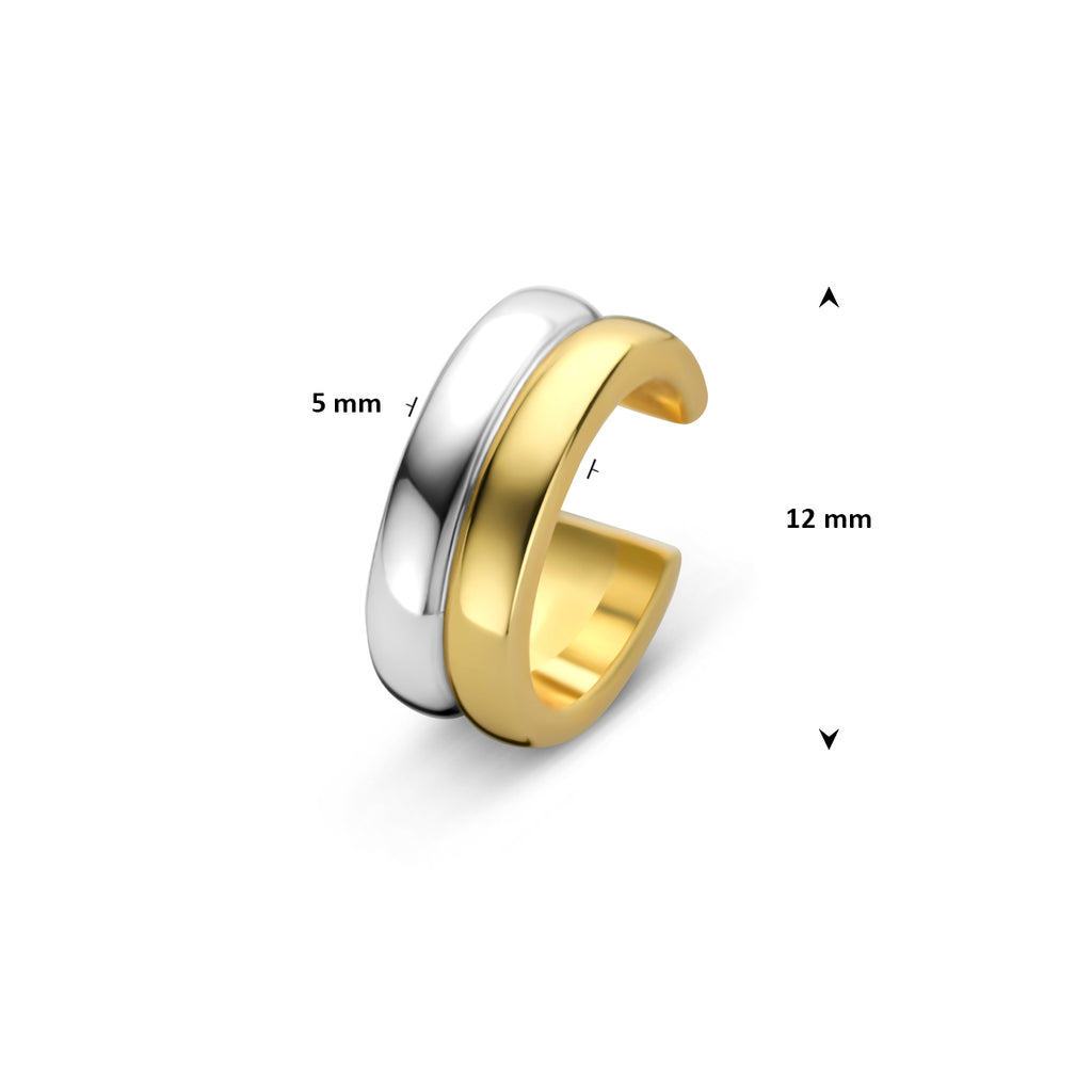 ear cuff 12 mm 1 micron zilver verguld (geel/rhodium)