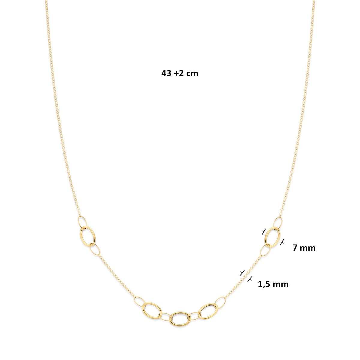 collier 43 + 2 cm 14K geelgoud