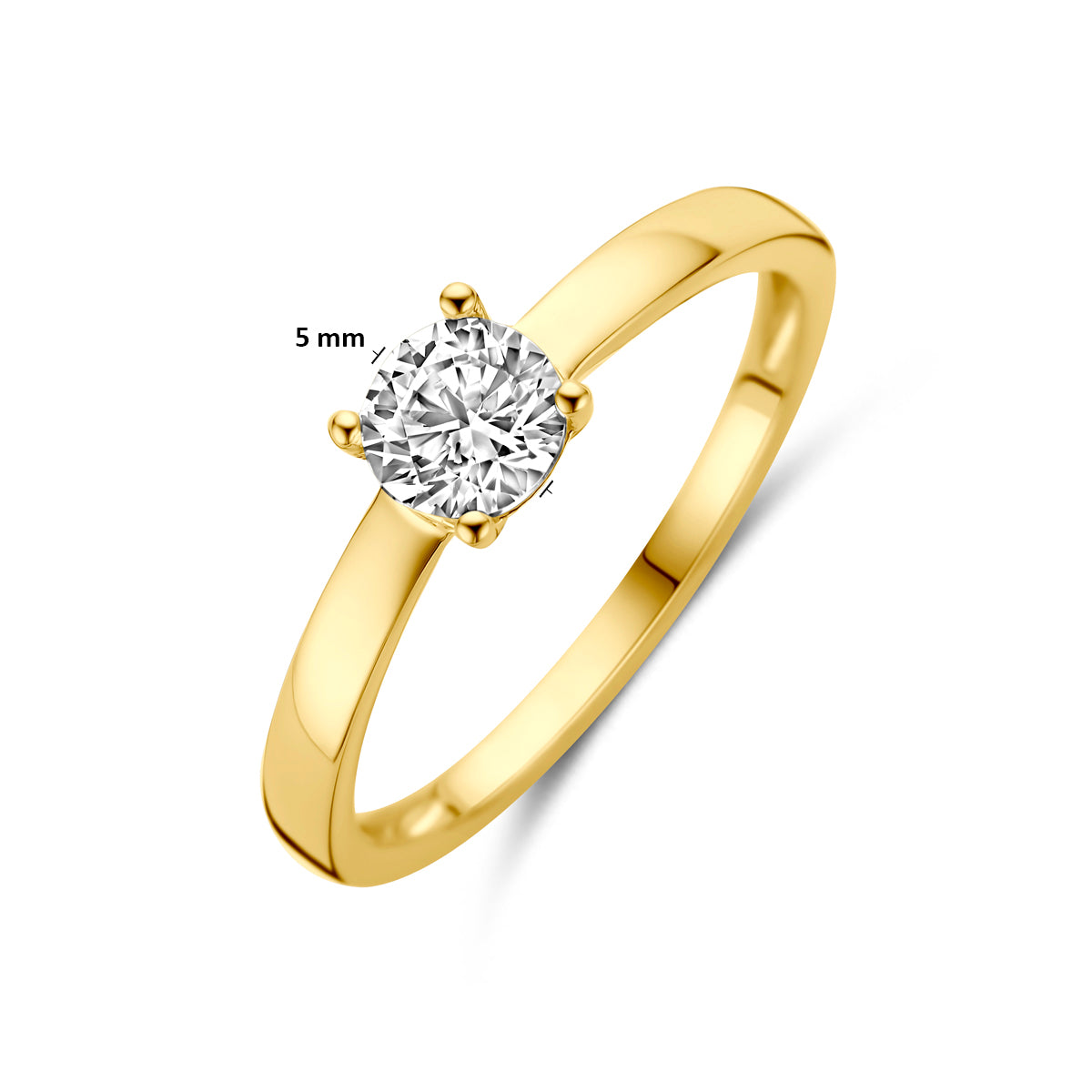 ring zirkonia 3 micron zilver verguld (geel)
