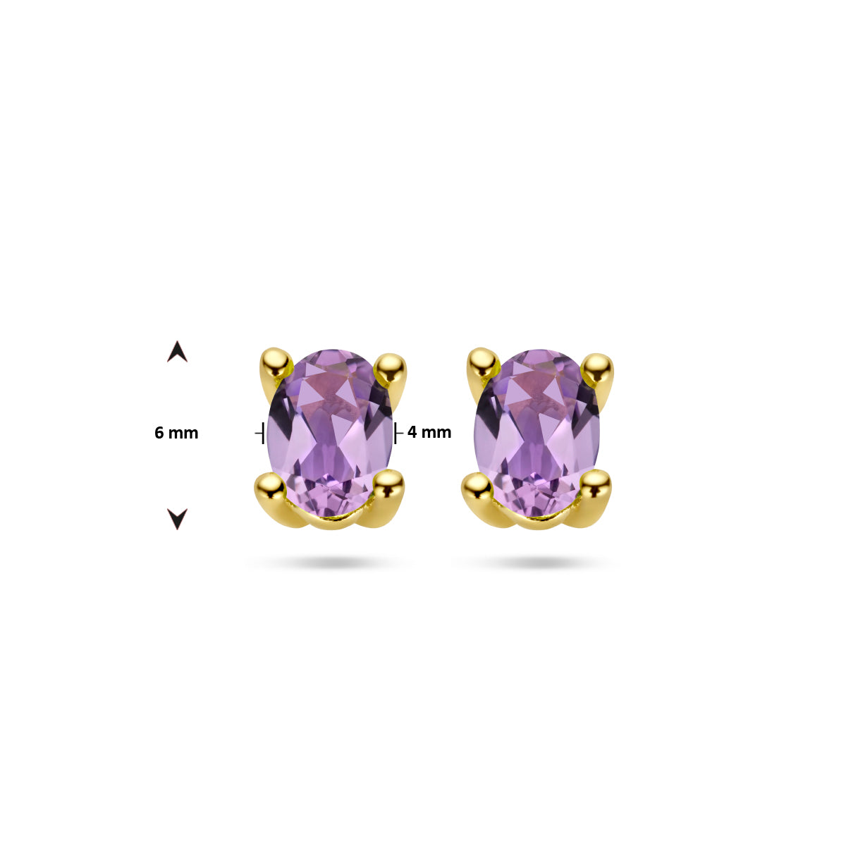 oorknoppen amethist 14K geelgoud