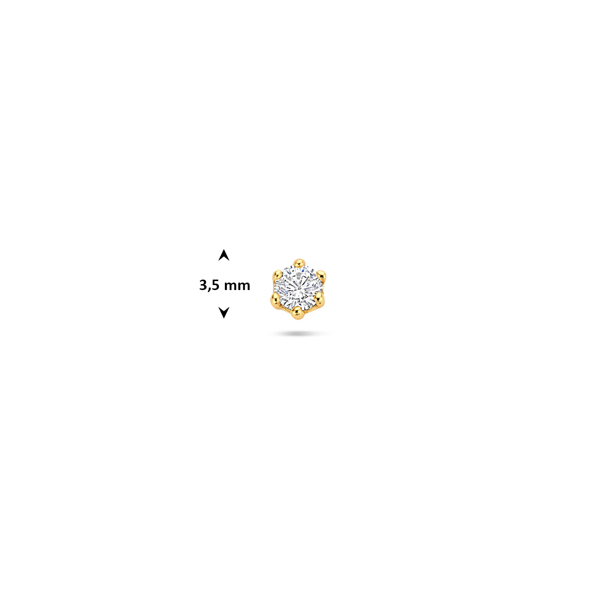 flat back piercing zirkonia 1 micron 3,5 mm zilver verguld (geel)