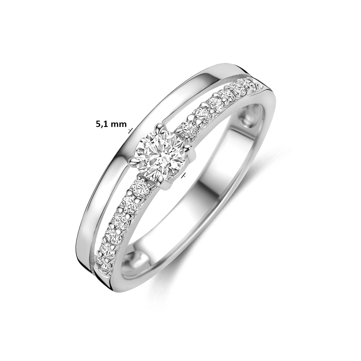 ring zirkonia zilver gerhodineerd