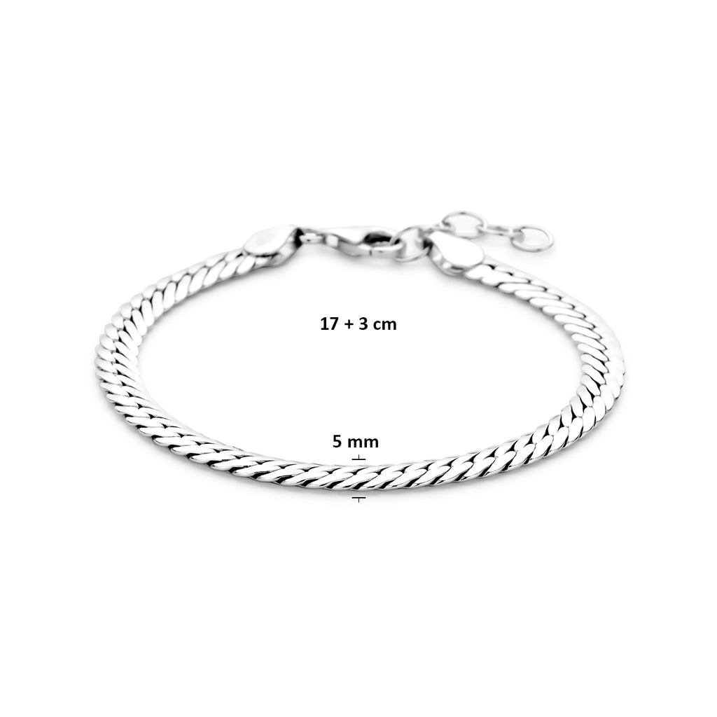 Armband Gourmette 5 mm 17 + 3 cm Silber rhodiniert