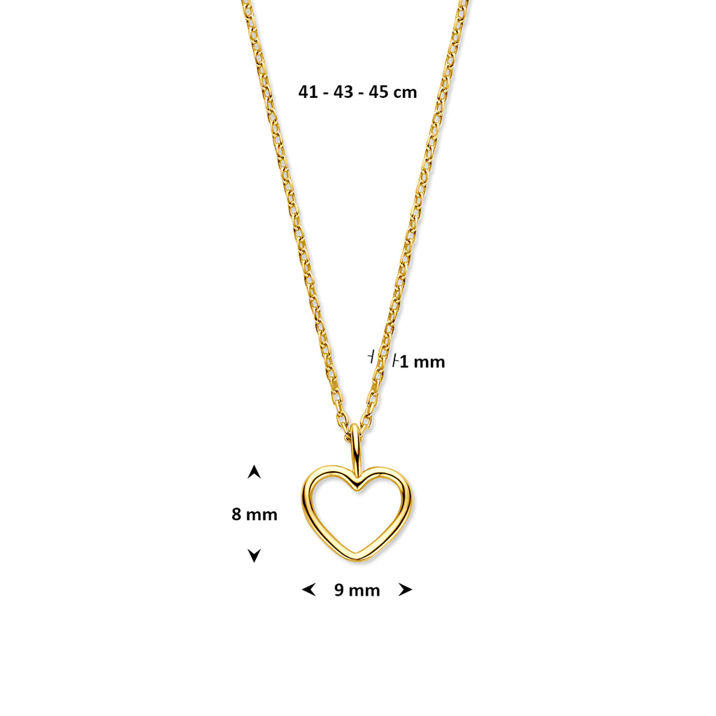 Halskette Herz 41 - 43 - 45 cm 14K Gelbgold