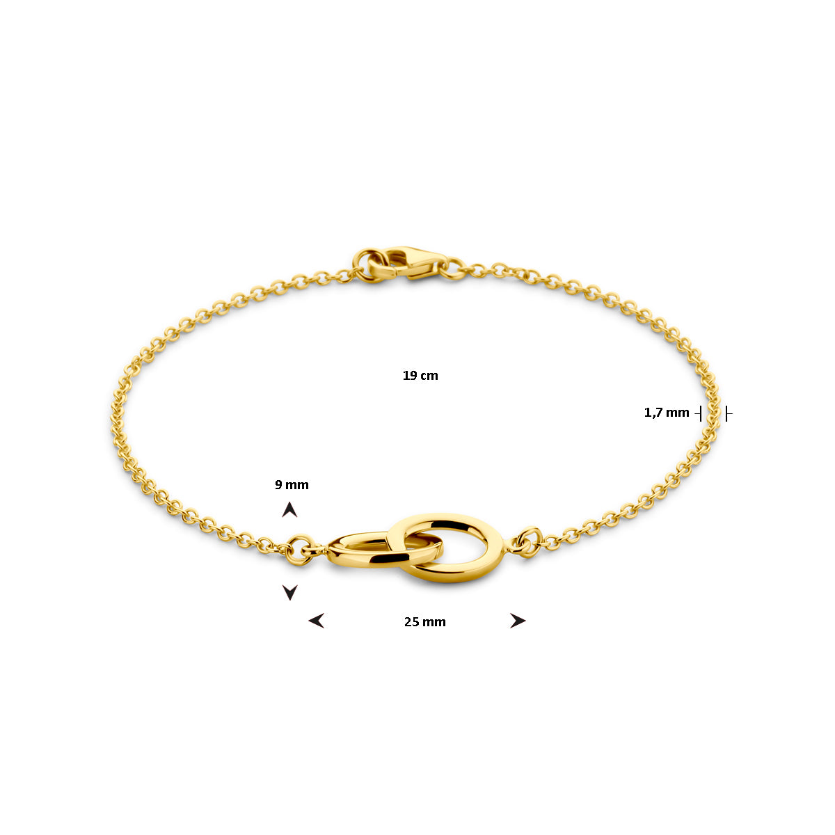armband 19 cm 14K geelgoud
