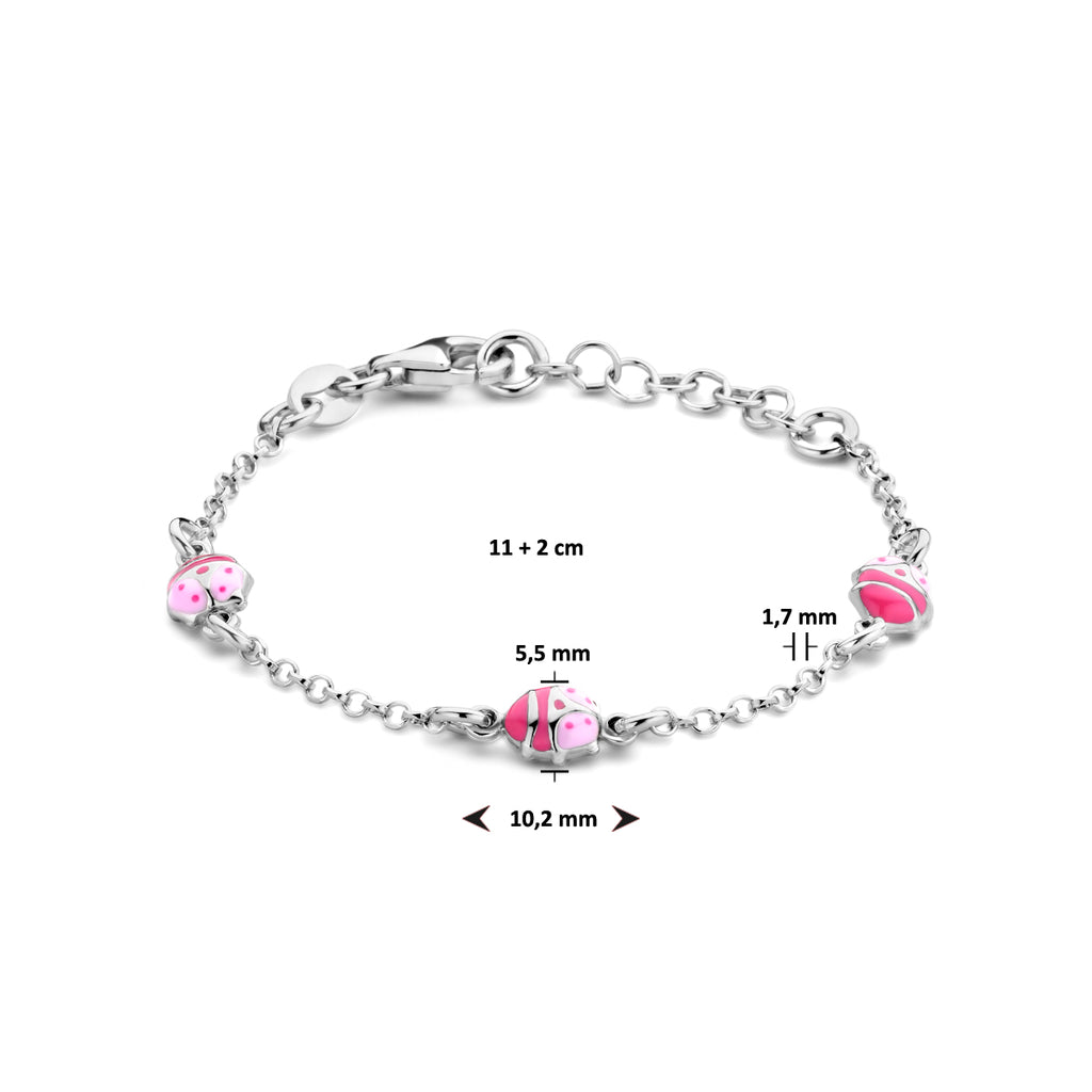 Armband Marienkäfer Emaille 11 + 2 cm Silber rhodiniert