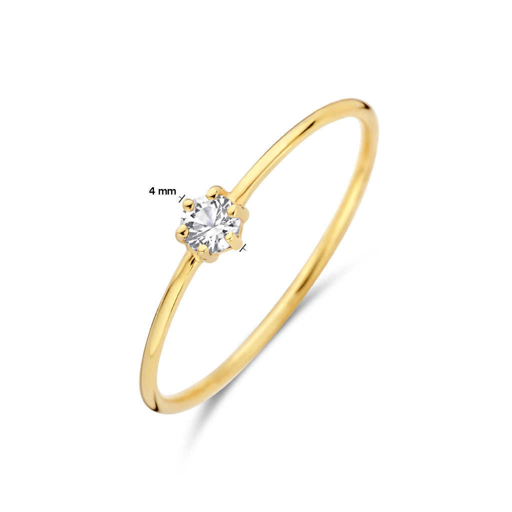 Ring mit Geburtsstein weißer Topas April 14K Gelbgold