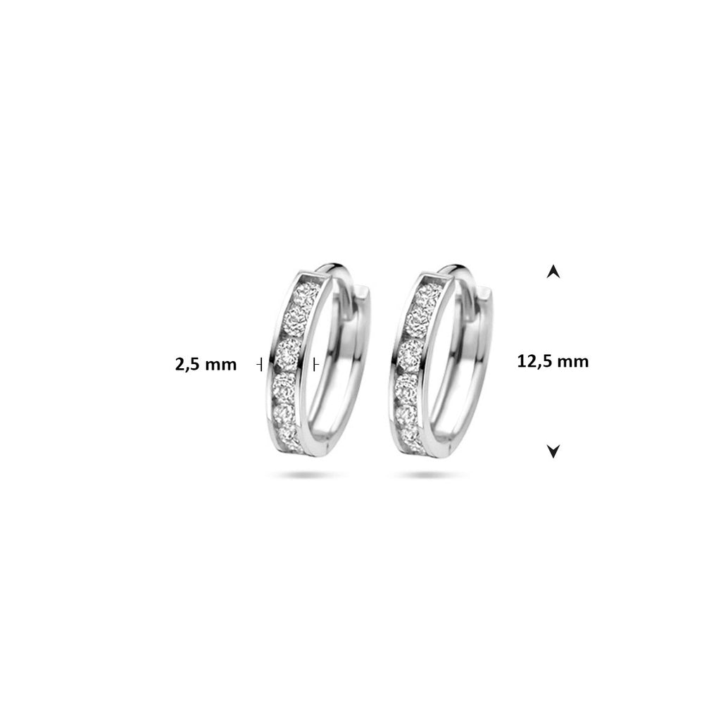 klapoorringen zirkonia 12,5 mm 14K witgoud
