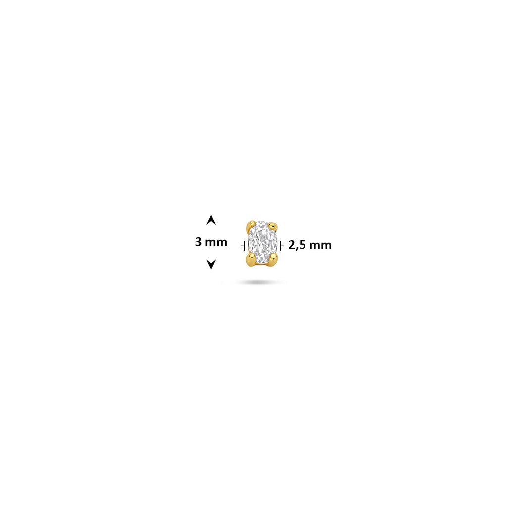 flat back piercing ovaal zirkonia 3 mm 1 micron zilver verguld (geel)