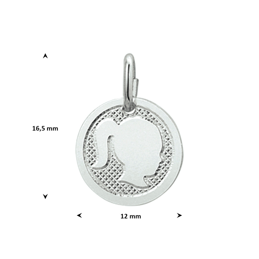 hanger meisje poli/mat zilver gerhodineerd