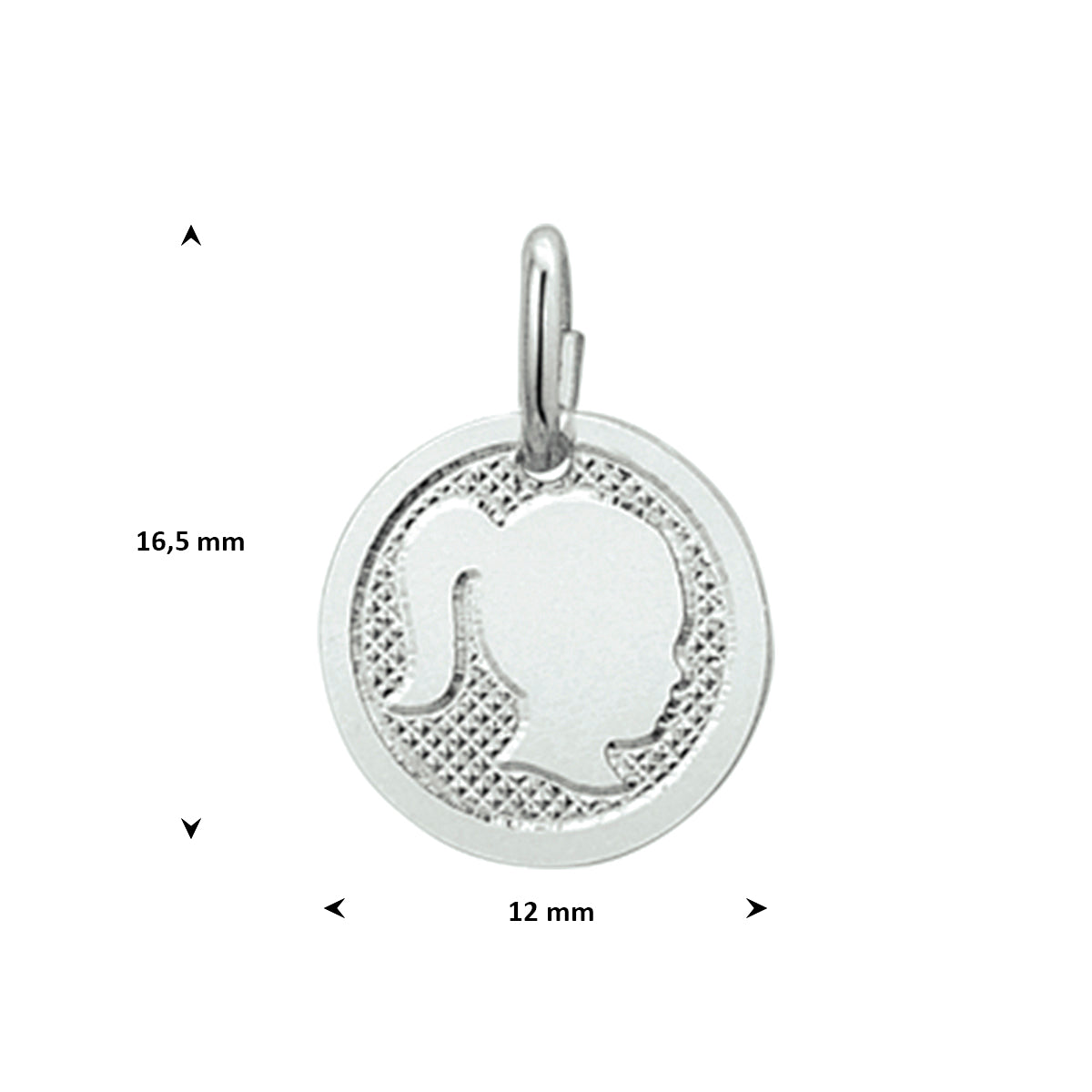 hanger meisje poli/mat zilver gerhodineerd