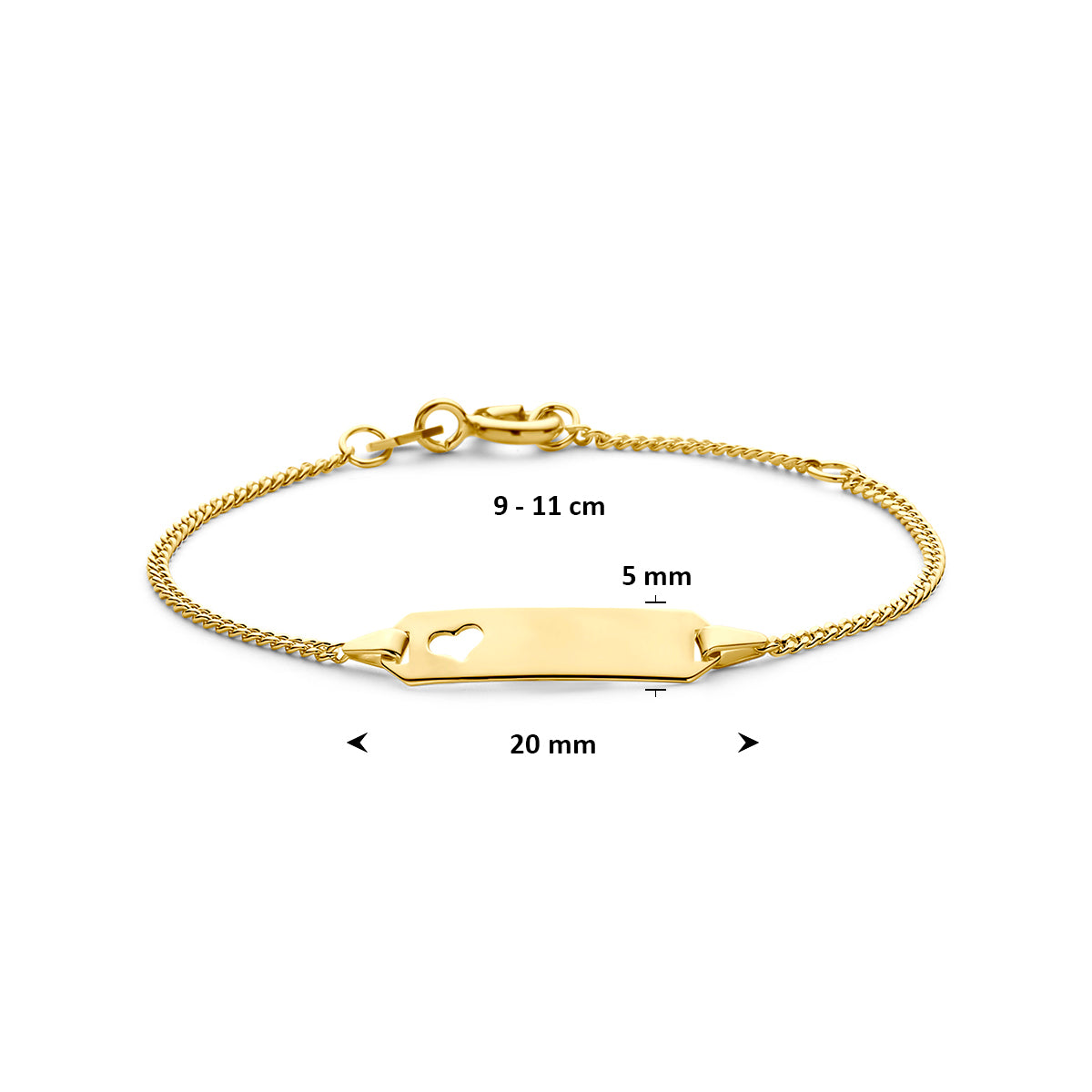 9k graveerarmband hart plaat 5,0 mm 9K geel