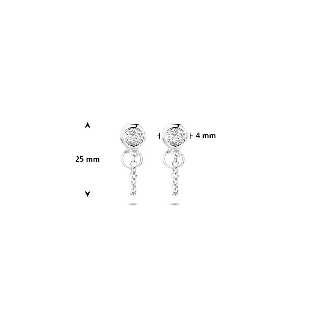 oorbellen zirkonia 25 mm zilver gerhodineerd