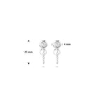 oorbellen zirkonia 25 mm zilver gerhodineerd