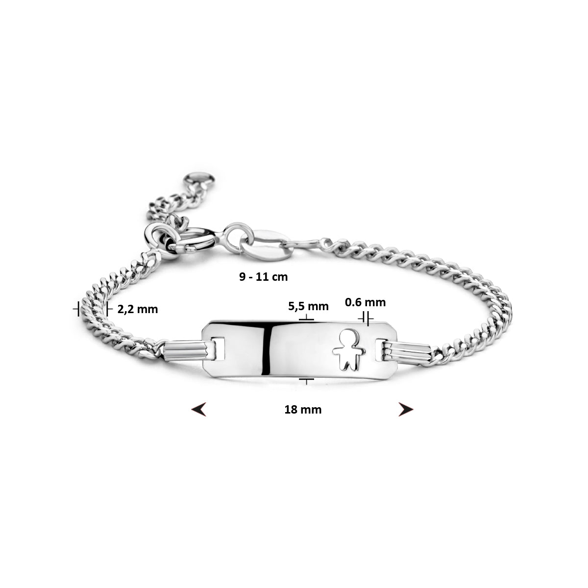 Gravurarmband Junge Gourmetplatte 5,5 mm Silber rhodiniert