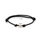 Armband Satin Schwarz Tricolor 13 - 26 cm 14K Gold mit Gummi/Nylon/Leder