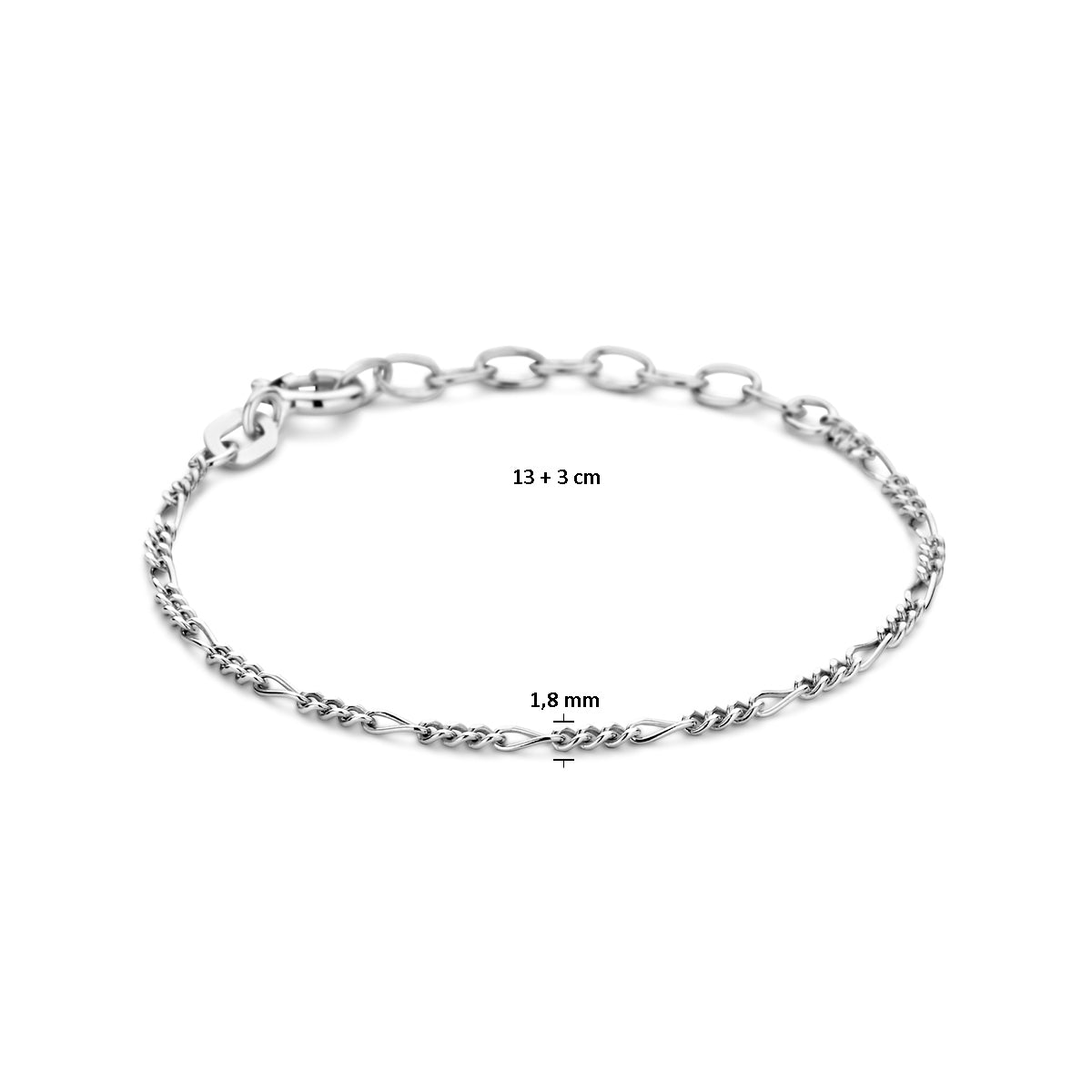 Armband Figaro 1,8 mm Silber rhodiniert
