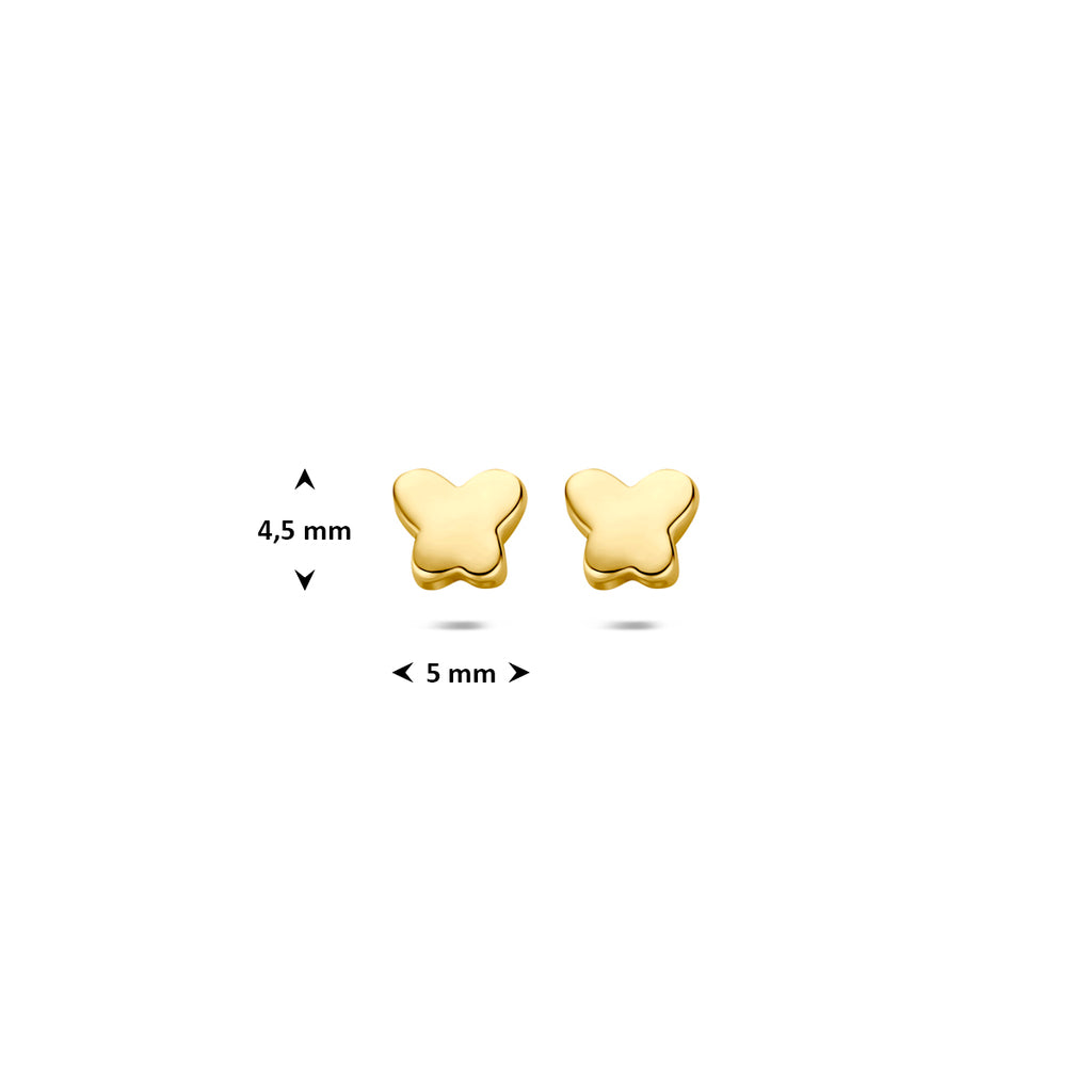 oorknoppen vlinder 4,5 mm 14K geelgoud