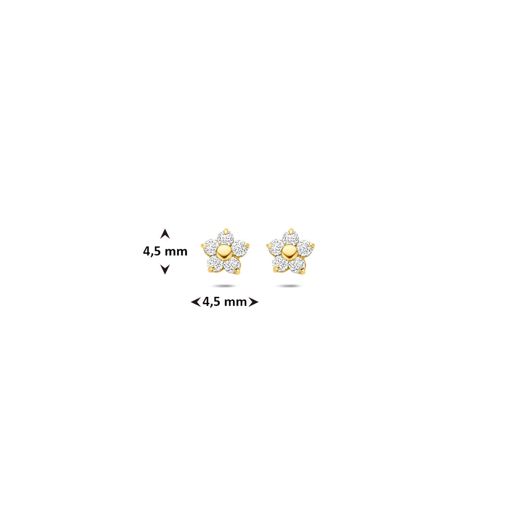 9k Ohrstecker Blume Zirkonia 4,5 mm 9K Gelb