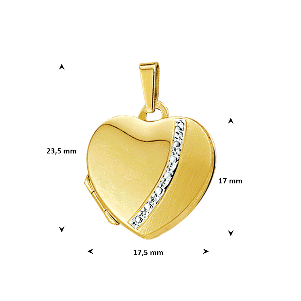 medaillon hart bicolor gestift 17 mm 14K geelgoud