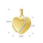 medaillon hart bicolor gestift 17 mm 14K geelgoud