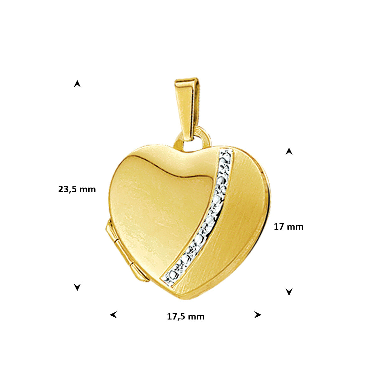 medaillon hart bicolor gestift 17 mm 14K geelgoud