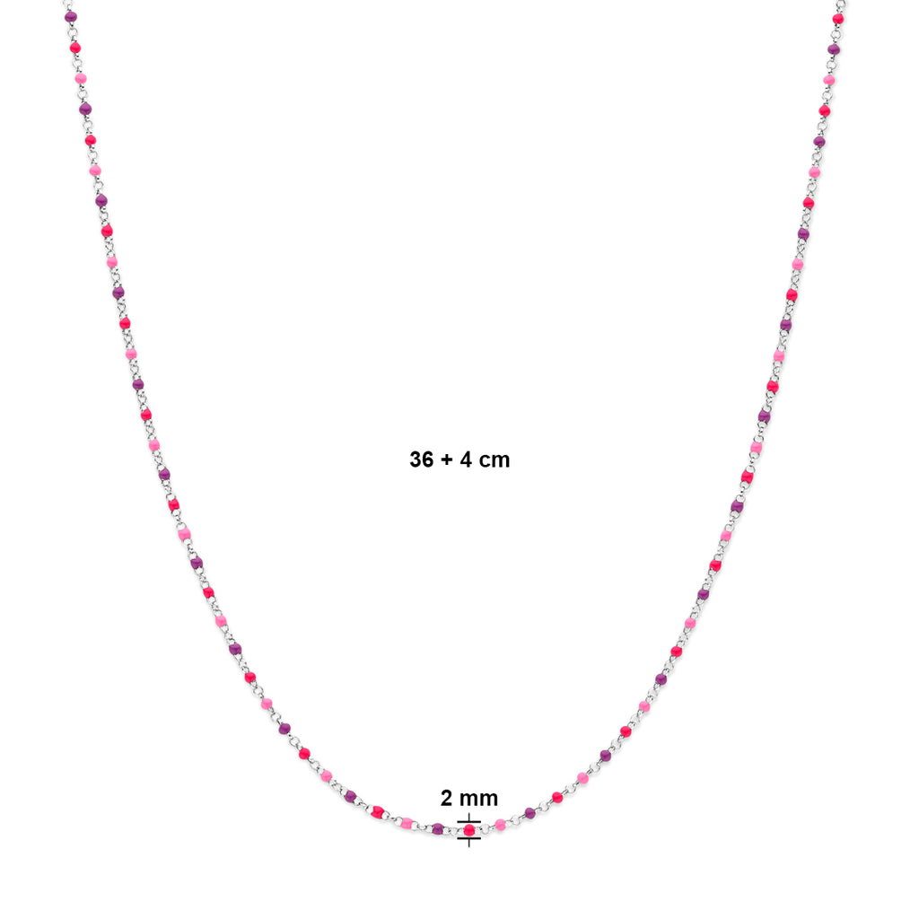 Halskette Kugeln aus farbigem Email 36 + 4 cm Silber rhodiniert