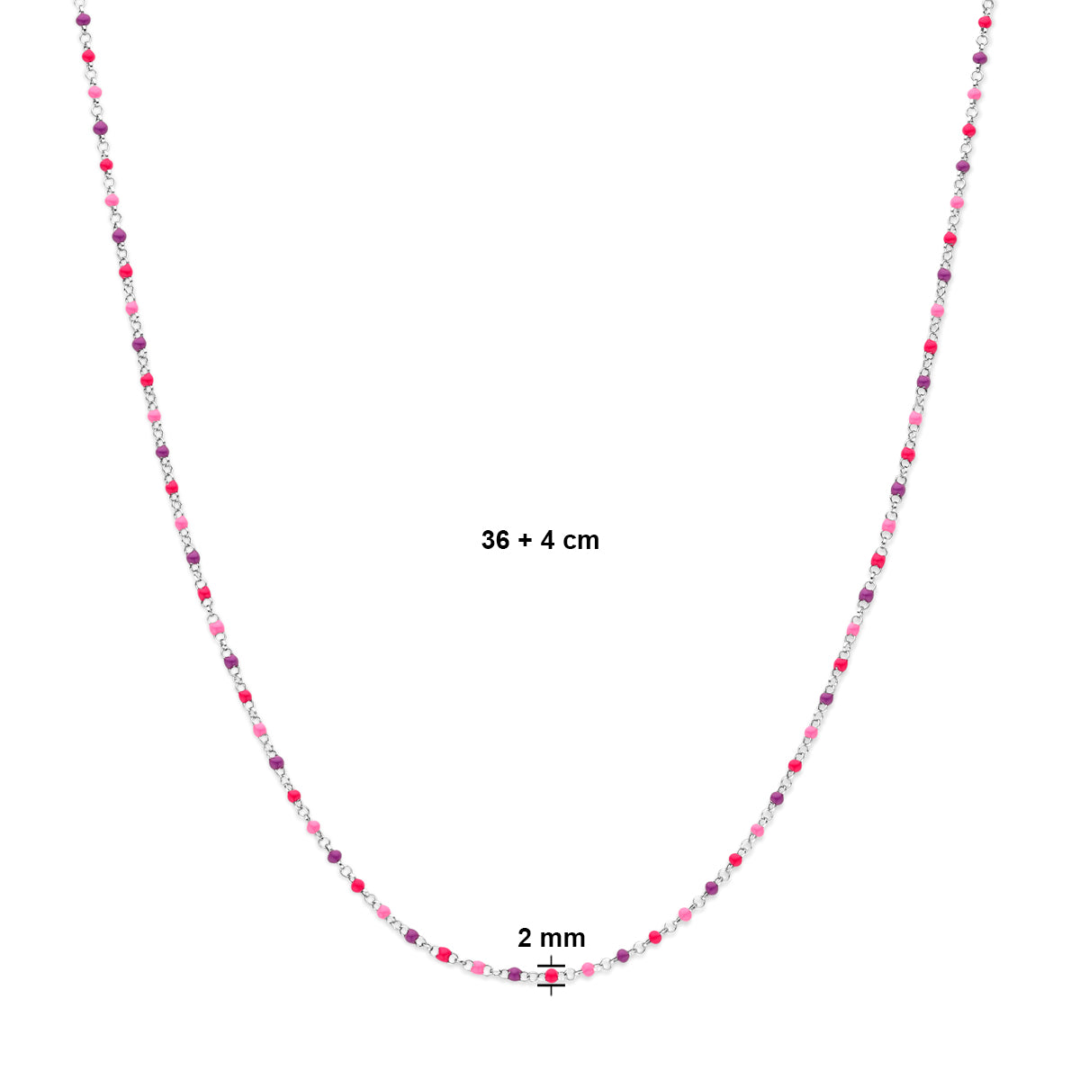 Halskette Kugeln aus farbigem Email 36 + 4 cm Silber rhodiniert