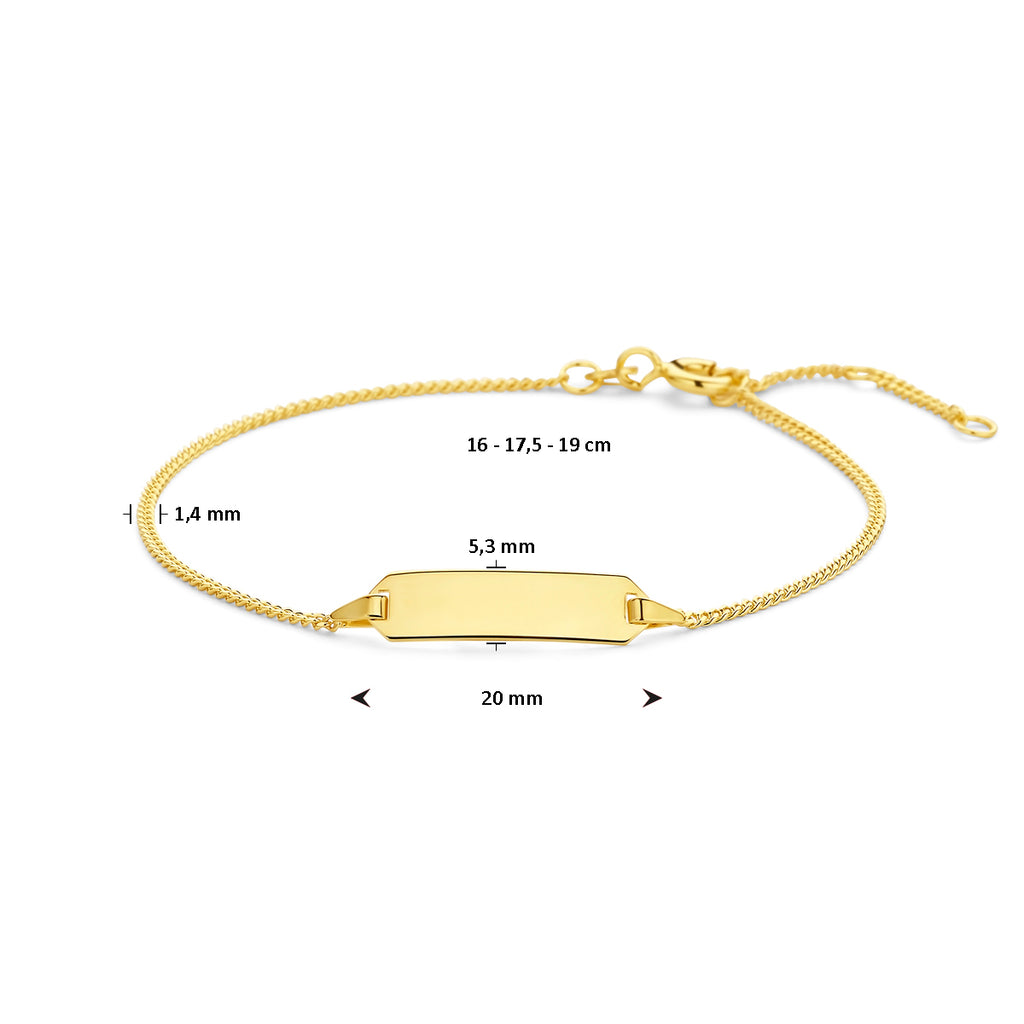 Gravurarmbandplatte 5,3 mm 16,5 - 17,5 - 19 cm 14K Gelbgold