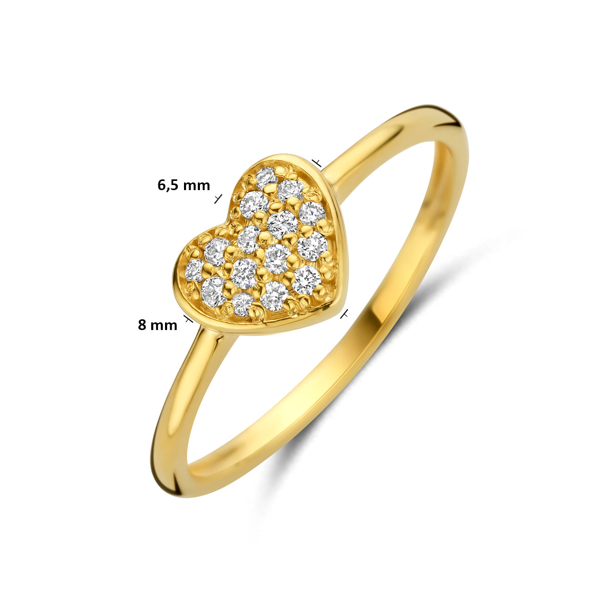 ring hartje diamant 0.10ct h si 14K geelgoud