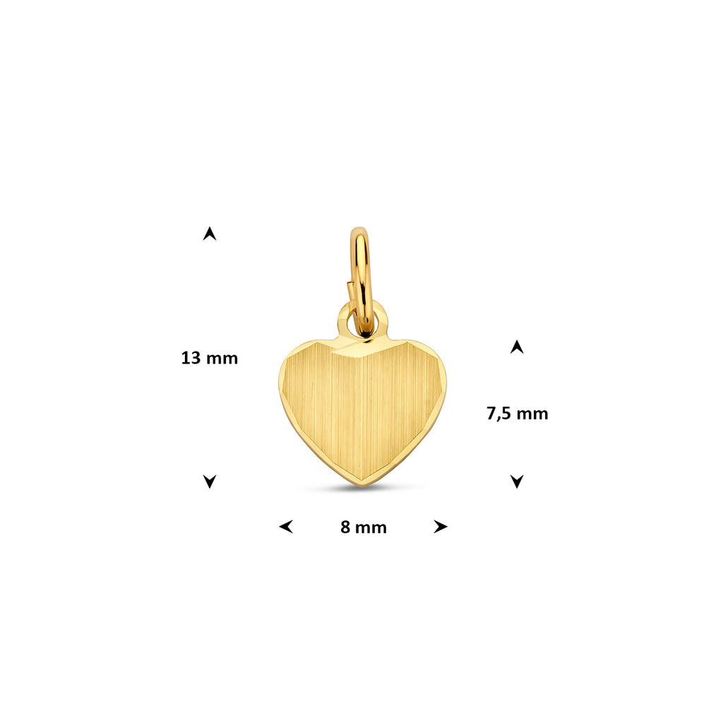 graveerhartje mat gediamanteerd 14K geelgoud