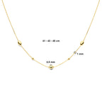 collier ovaaltjes en bolletjes 41 - 43 - 45 cm 14K geelgoud