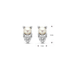 Ohrstecker Perle und Zirkonia Silber rhodiniert