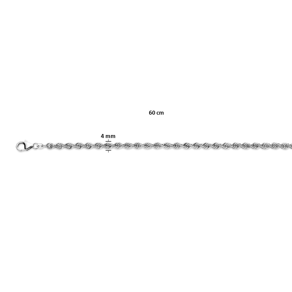 Kordel massiv 4,0 mm Silber rhodiniert
