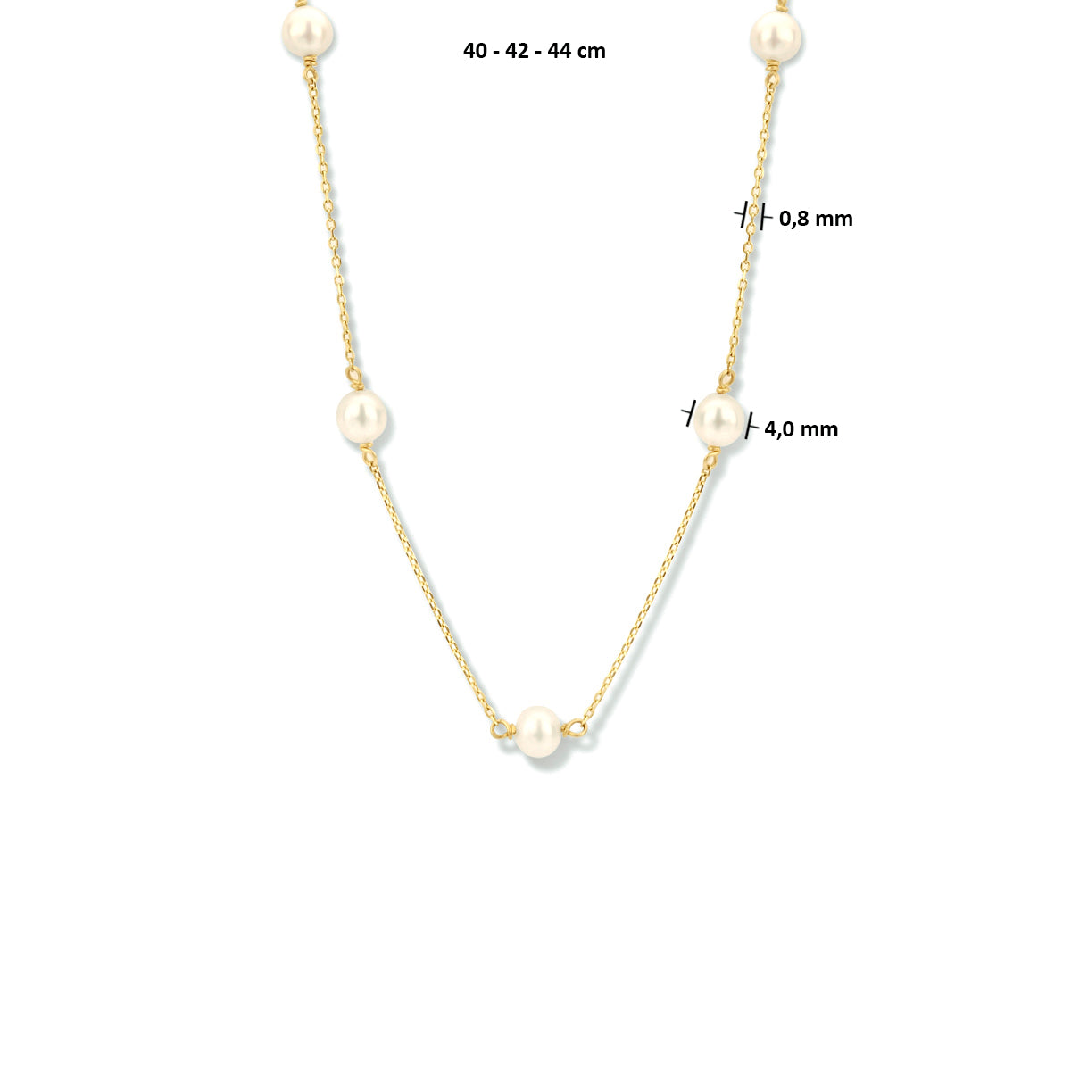 collier parel 40 - 42 - 44 cm 14K geelgoud