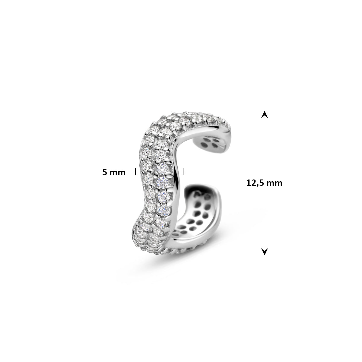 ear cuff zirkonia 12,5 mm zilver gerhodineerd
