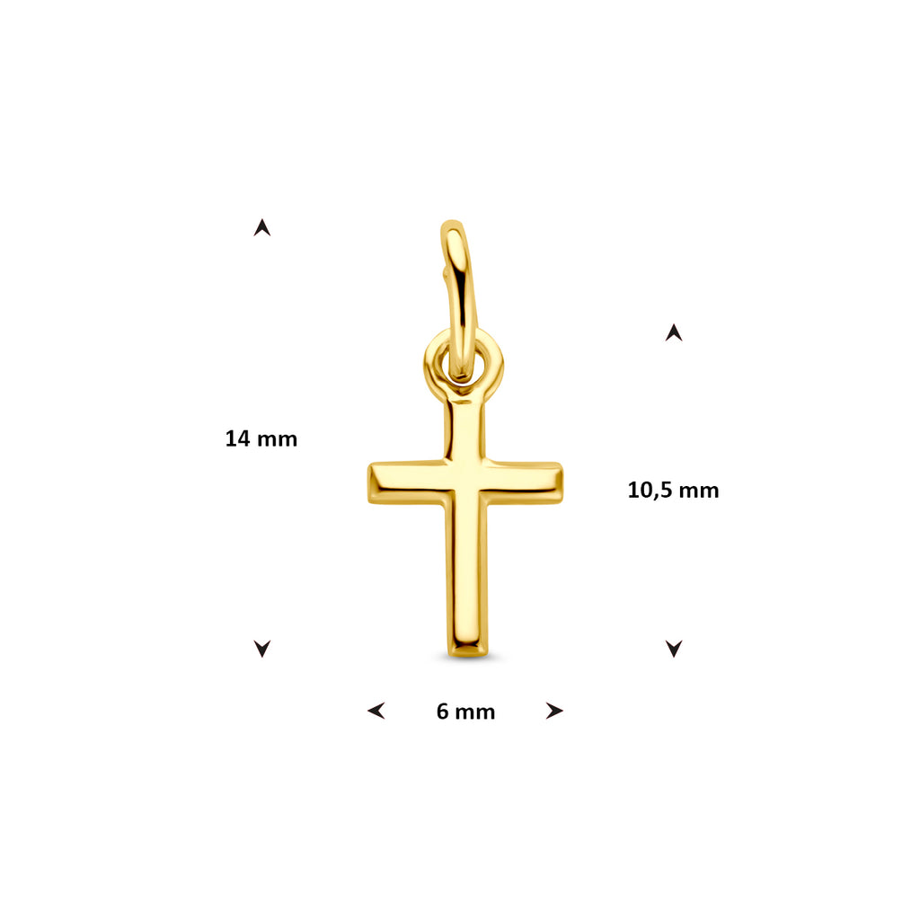 Anhänger Kreuz 14 mm 14K Gelbgold