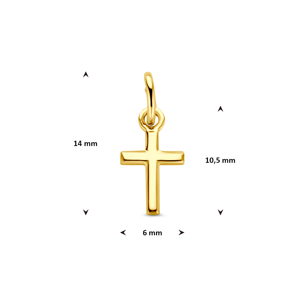 Anhänger Kreuz 14 mm 14K Gelbgold