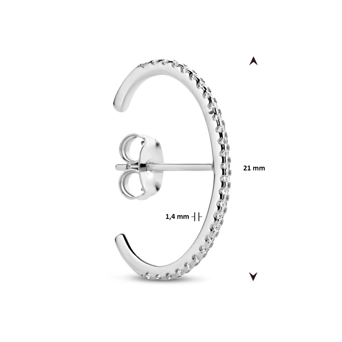 Suspender-Ohrring Zirkonia 21 mm Silber rhodiniert