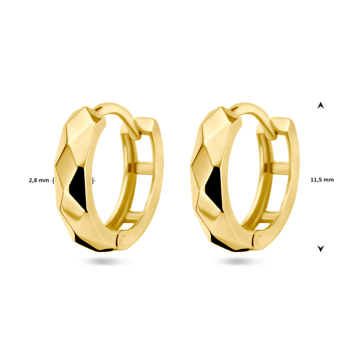 klapoorringen gediamanteerd 14K geelgoud