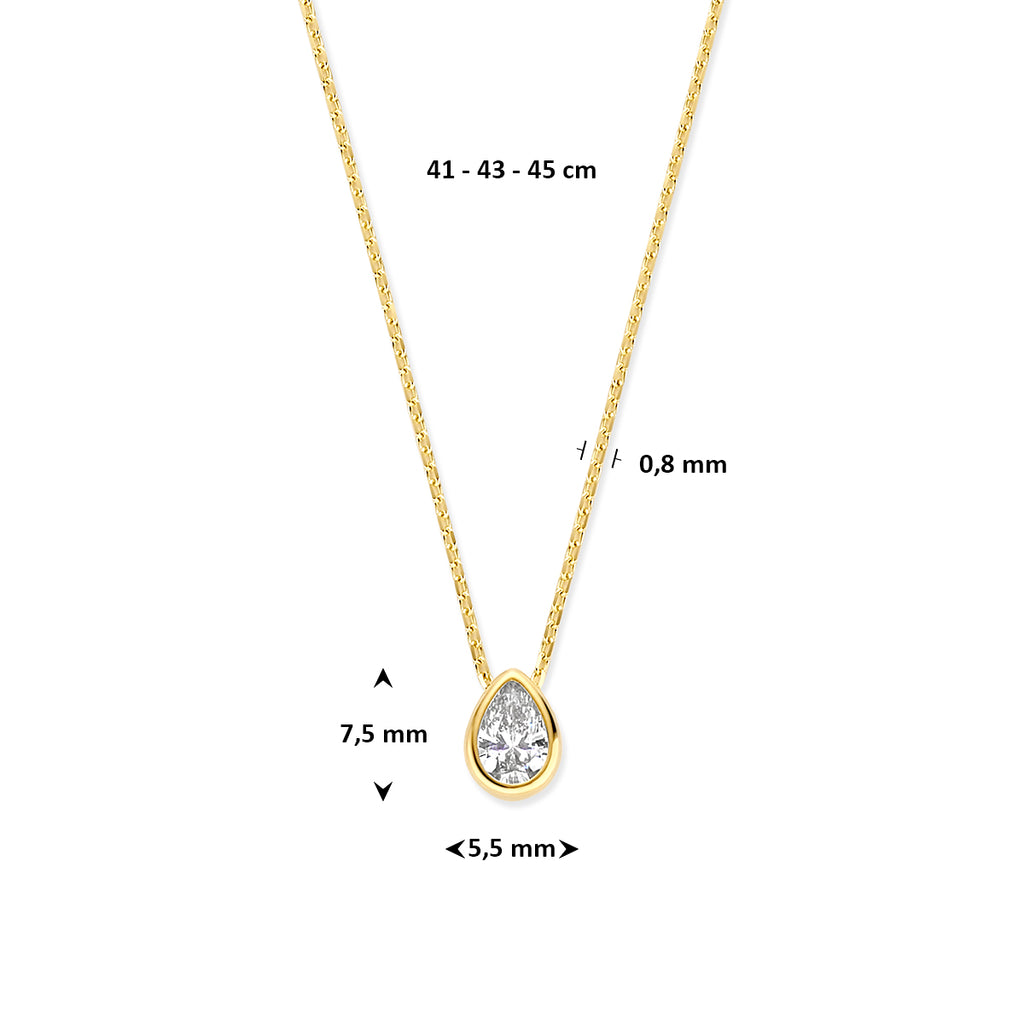 Zirkonia-Halskette 41 - 43 - 45 cm 14K Gelbgold