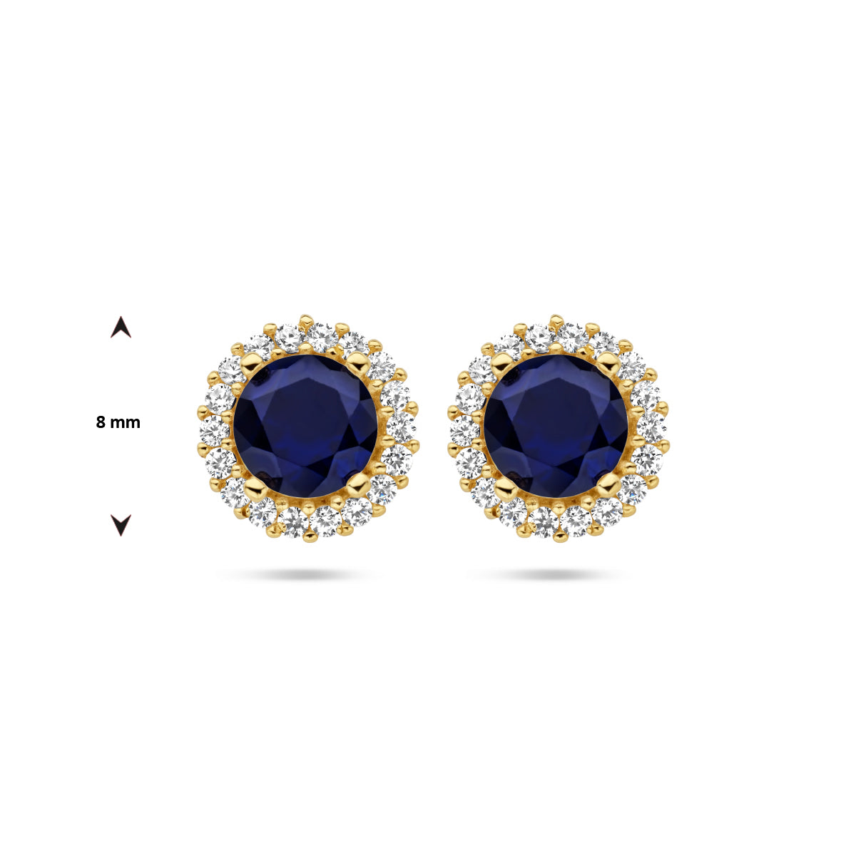 Ohrstecker Saphir Zirkonia Halo 14K Gelbgold