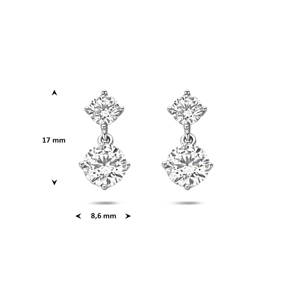 Ohrhänger Zirkonia 17 mm Silber rhodiniert