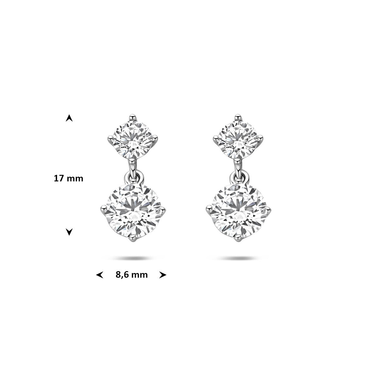 Ohrhänger Zirkonia 17 mm Silber rhodiniert