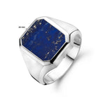 Siegelring massiv Lapis 13 x 11 mm Silber weiß