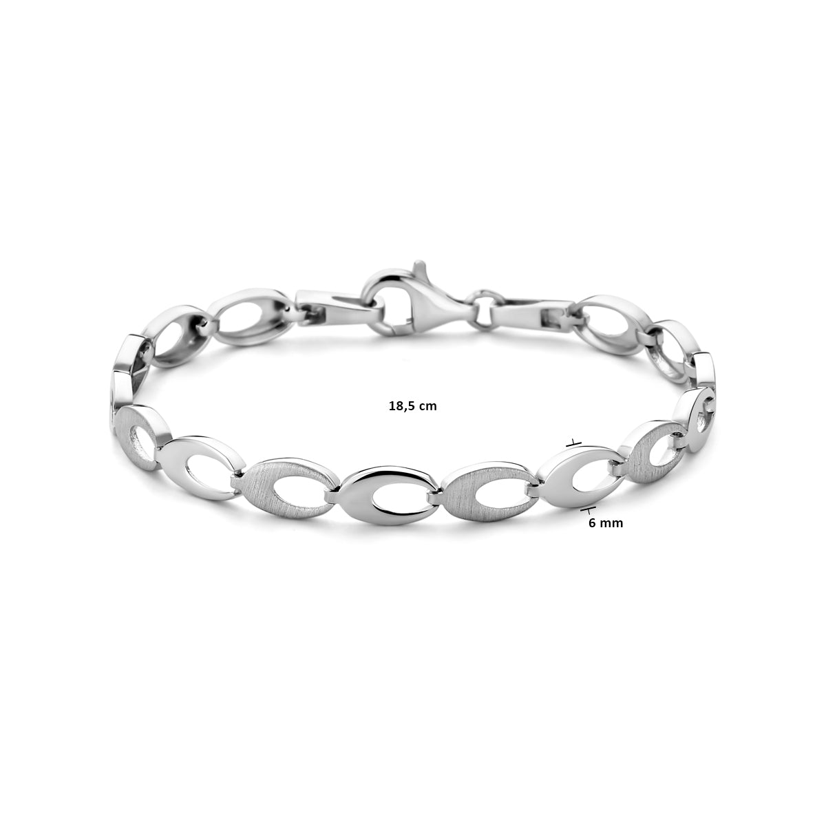 Armband poly/matt 6,0 mm 18,5 cm Silber rhodiniert