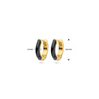 Klappcreolen, schwarzes Email, 10,5 mm, 1 Mikron versilbert (gelb)