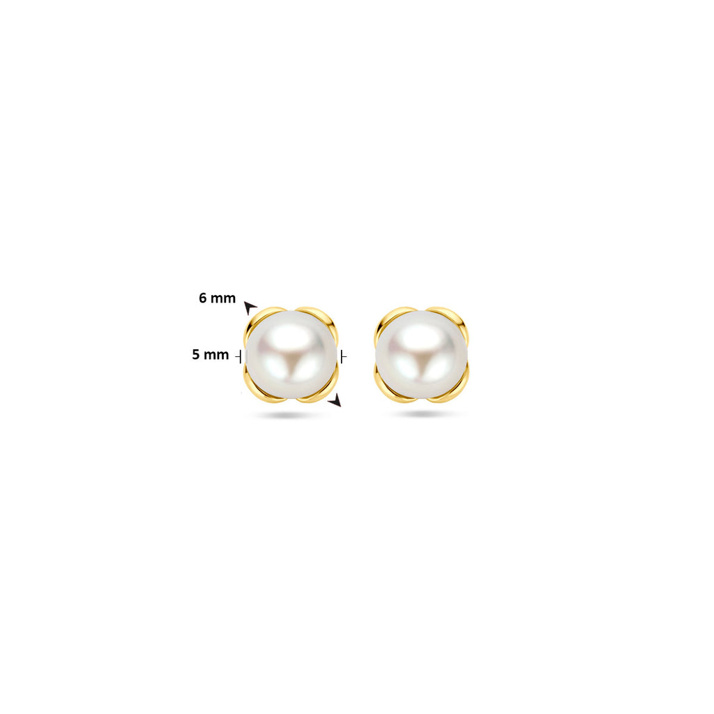 Ohrstecker Blumenperle 14K Gelbgold