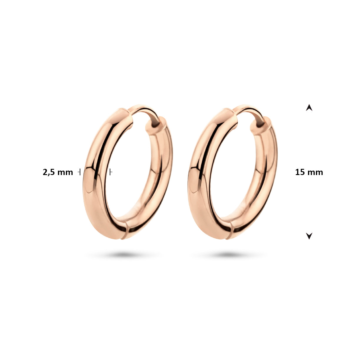 Ohrringe 2,5 mm runde Röhre 14K Roségold